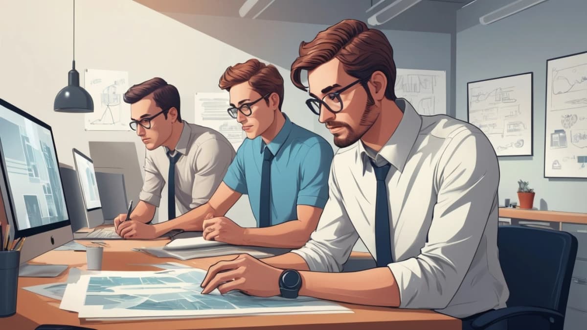Professionals planning strategy around a table
